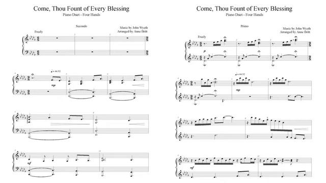 Come, Thou Fount of Every Blessing (piano duet) смотреть онлайн