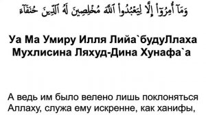 Сура 98. «Аль-Баййина» (Ясное знамение). Чтец: Салим Баханан.