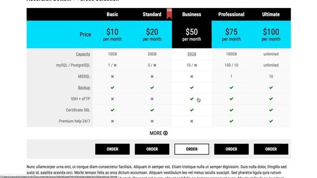 Advanced Price Table with Fixed Header смотреть онлайн