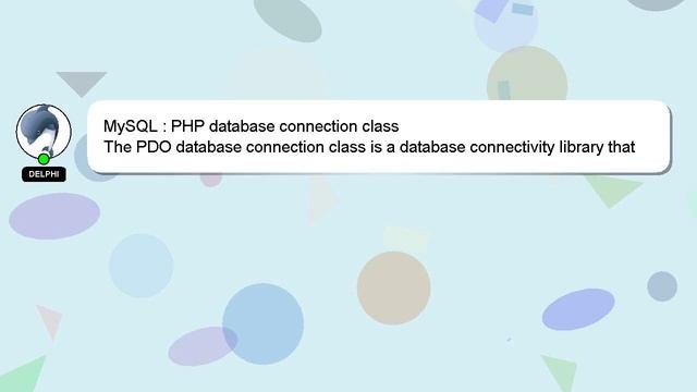 MySQL : PHP database connection class смотреть онлайн