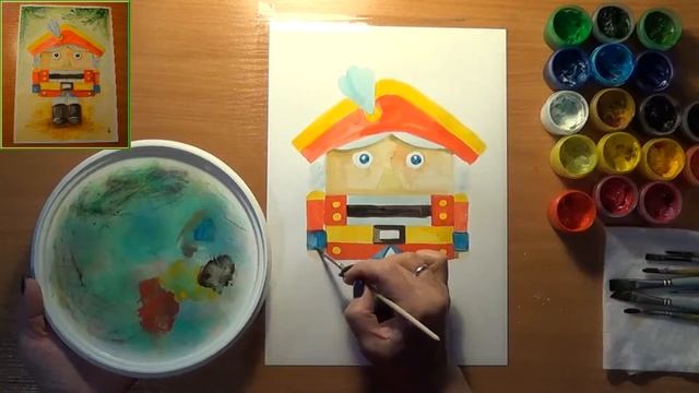 Как нарисовать Щелкунчика. Гуашь смотреть онлайн