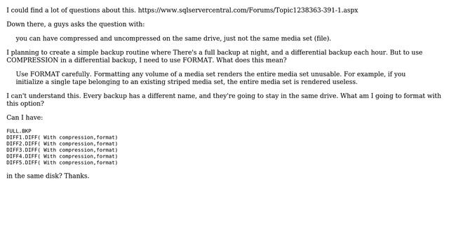 Databases: What does WITH FORMAT do on a DIFFERENTIAL backup? смотреть онлайн
