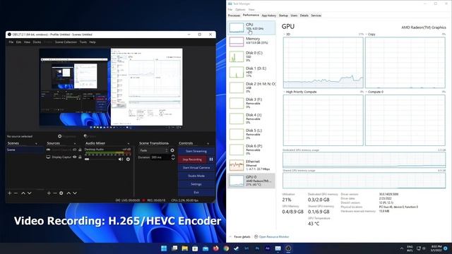 OBS 27.2 Test 3 Encoder AMD Ryzen 5600G H.264/AVC, H.265/HEVC, AOM AV1 смотреть онлайн