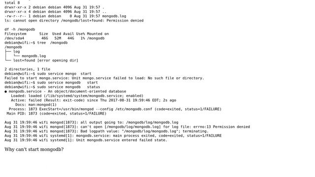 Unix & Linux: Permission denied:why can't start mongodb on /dev/sda4? смотреть онлайн