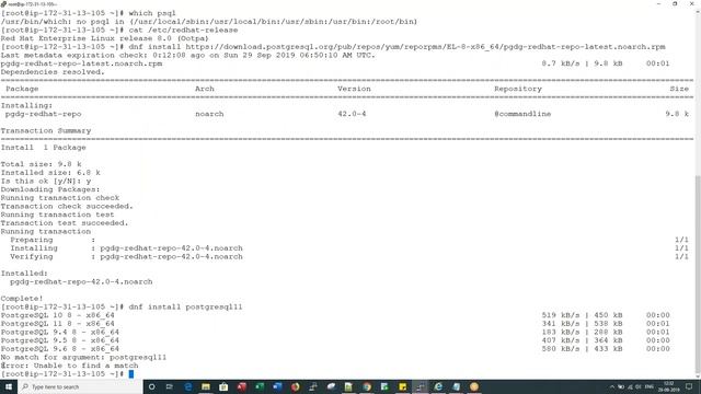 PostgreSQL Installation (using Repository) on RHEL8 смотреть онлайн