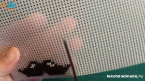 Вышивка на пластиковой канве для начинающих. Брелок усики.