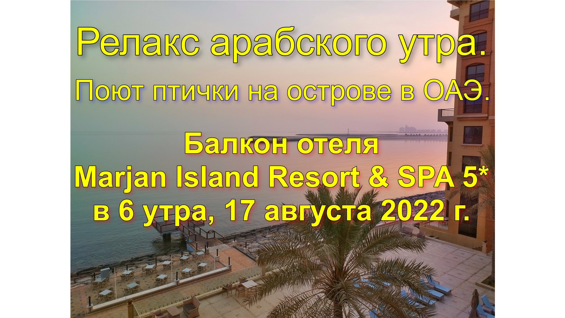 Релакс арабского утра. Поют птички на острове в ОАЭ. Снимаю с балкона отеля Marjan Island Resort & S смотреть онлайн