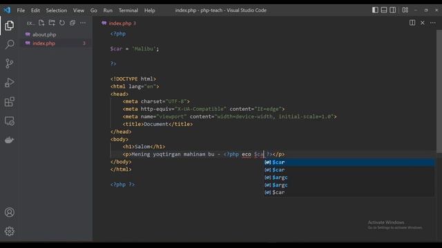 19. PHP + HTML. Html ni ichida php ni ishlatish. | PHP dasturlash tili o'rganish смотреть онлайн