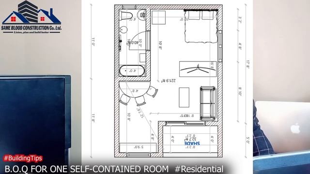 Self-contained One Room Sketch plan #buildingtips #construction #B.O.Q Building Materials смотреть онлайн