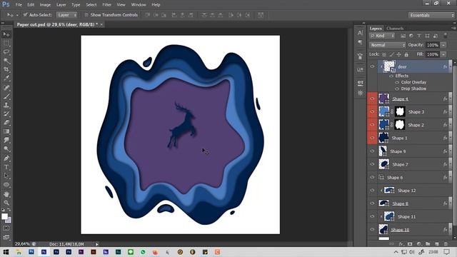 Tutorial Paper Cut Design - Photoshop Illustration смотреть онлайн