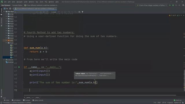 #6 | Four different ways to calculate the sum of two integer in Python | Python Programming Tutoria смотреть онлайн