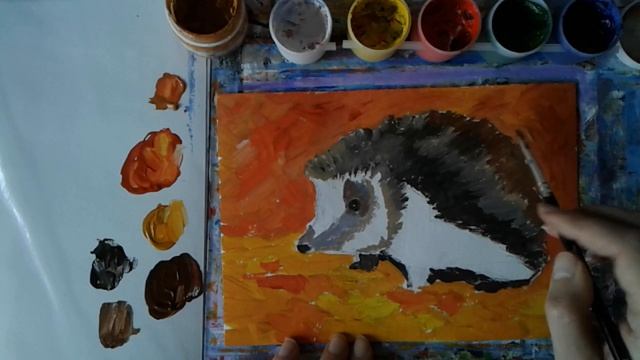 Как нарисовать ежика красками смотреть онлайн