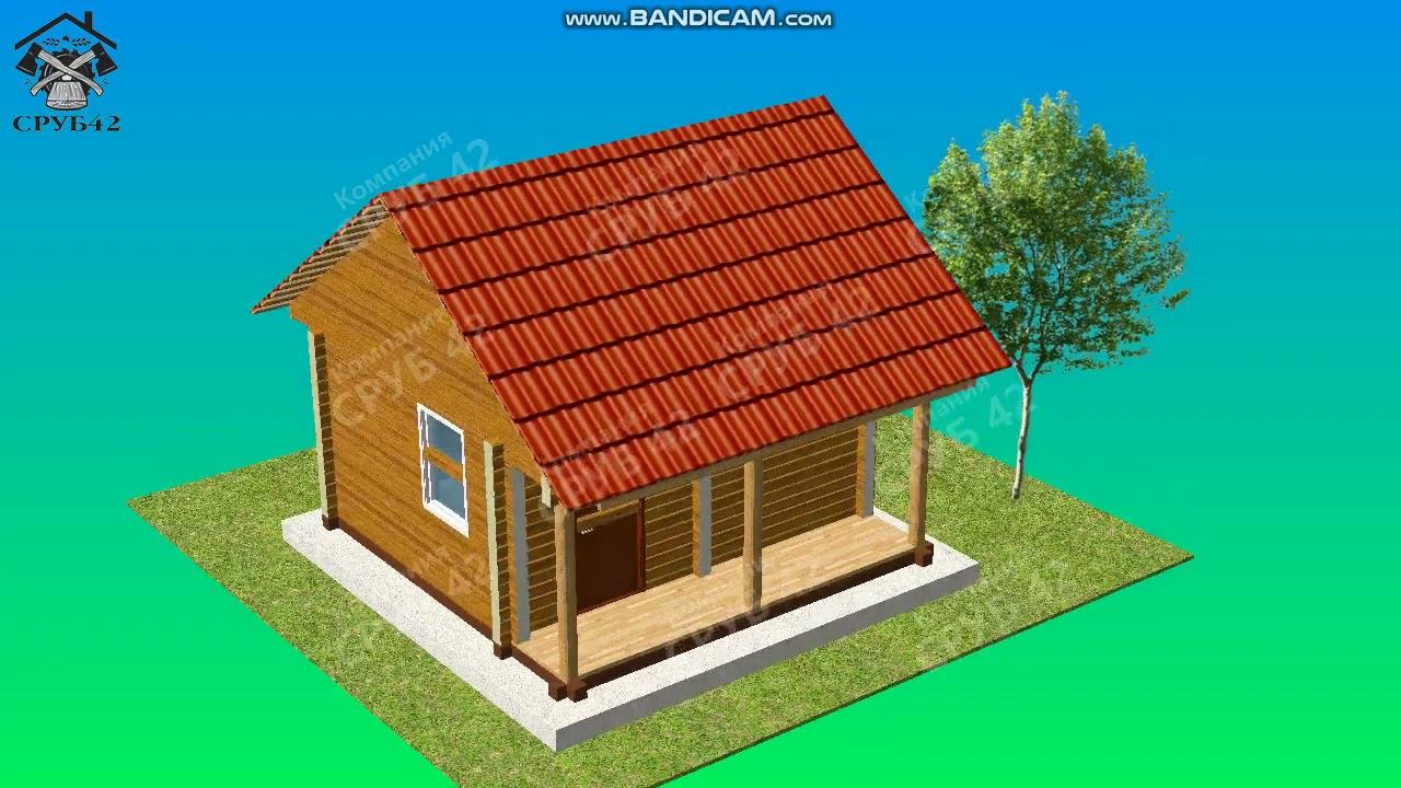 Комплект бани 4х5 с крыльцом 1х5 140х140мм Профилированный брус смотреть онлайн