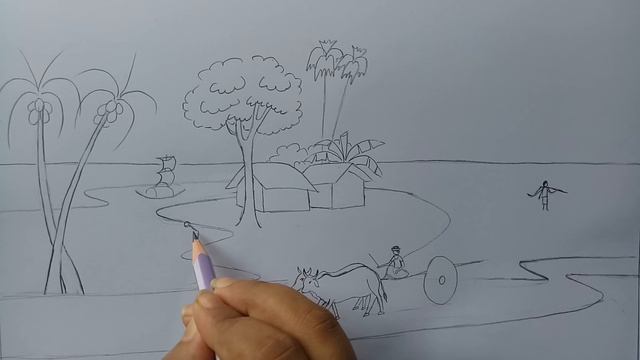 How to draw scenery of rural life смотреть онлайн