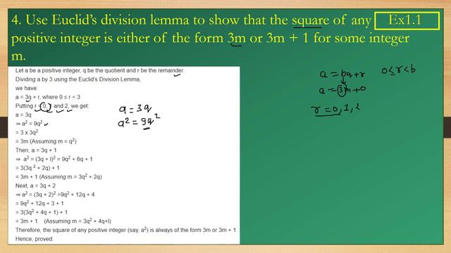 Use Euclid’s division lemma to show that the square of any positive integer is either of the form 3 смотреть онлайн