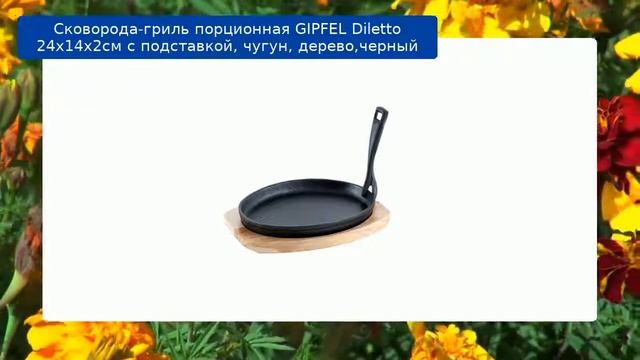 Сковорода-гриль порционная GIPFEL Diletto 24х14х2см с подставкой, чугун, дерево,черный обзор смотреть онлайн