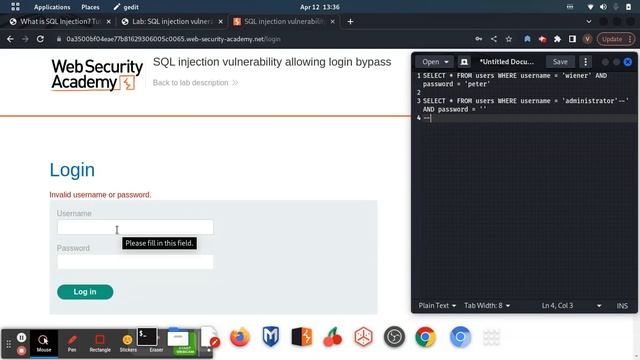 PORTSWIGGER Lab: SQL injection vulnerability allowing login bypass смотреть онлайн