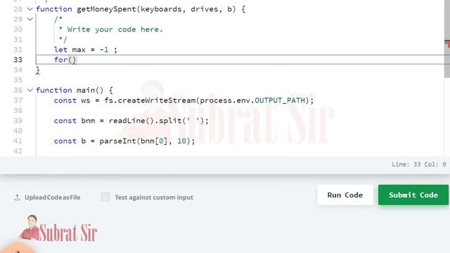 hackerrank electronics shop problem JavaScript solution by Subrat Dash смотреть онлайн