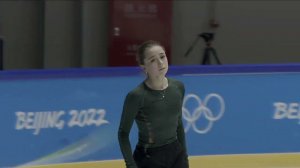 Камила Валиева на тренировке 13 февраля 2022