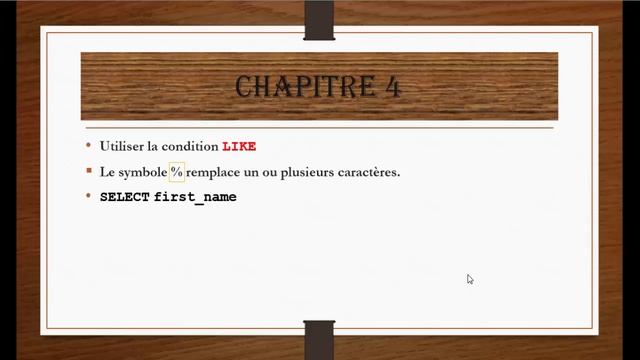 Cours 4 SGBD 1 les conditions between , in , like , is null смотреть онлайн