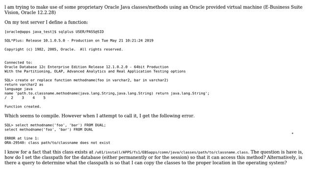 Databases: How to determine/set the Java classpath for an Oracle DB? смотреть онлайн