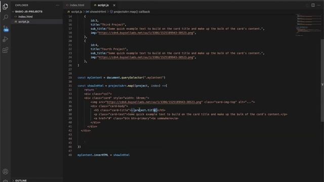 How to render array of objects in HTML elements using javascript using map function? Pure Javascrip смотреть онлайн