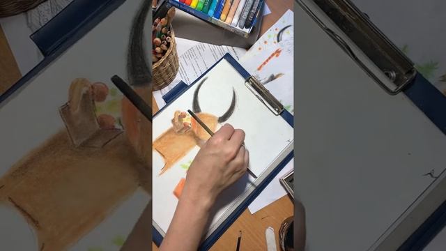 Рисуем быка пастелью смотреть онлайн