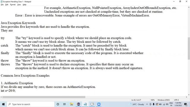 Exception Handling Class 1 смотреть онлайн