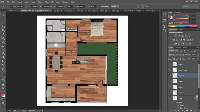 Photoshop Plan Rendering | 1 Plan 5 Different Presentation | Architectural Post Production смотреть онлайн