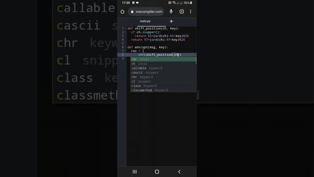 program to encrypt message with caser cipher. смотреть онлайн