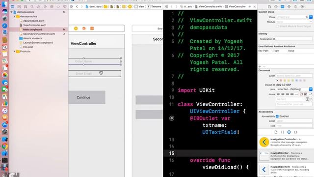 Swift 4 & Xcode 9 :- How To Pass Data From one ViewController To Another in iOS Latest 2017 Hindi. смотреть онлайн