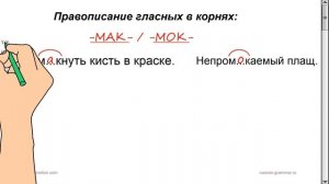 Русский язык. Гласные в корнях -МАК- /-МОК- с чередованием.