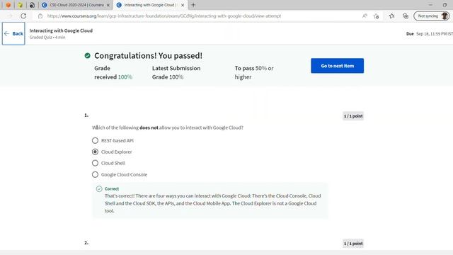 Essential Google Cloud Infrastructure2022: Foundation Quizz answer смотреть онлайн