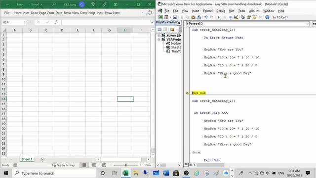 易學 Excel VBA 系列 #19: 如何編寫 Error Handling 方法? смотреть онлайн