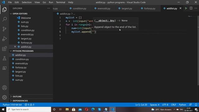 add elements to a list in python смотреть онлайн