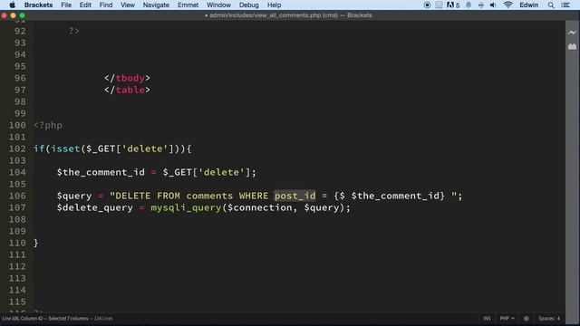 129 Deleting comments PHP Full Course 2021 смотреть онлайн