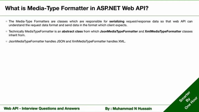WebAPI Interview Questions & Answers | What is Media Type Formatter in ASP NET Web API? смотреть онлайн