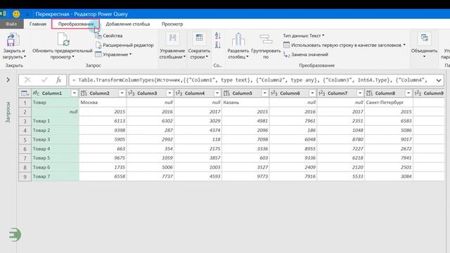 Power Query. Как превратить перекрестную таблицу в обычную смотреть онлайн