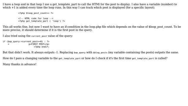 How to pass a variable to get_template_part that's updated every time the template part is called? смотреть онлайн