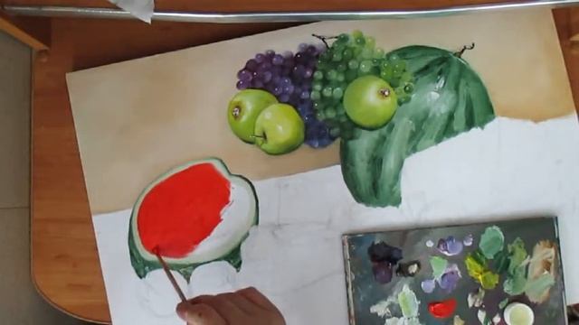 Натюрморт "АРБУЗЫ"Живопись маслом.1 часть смотреть онлайн