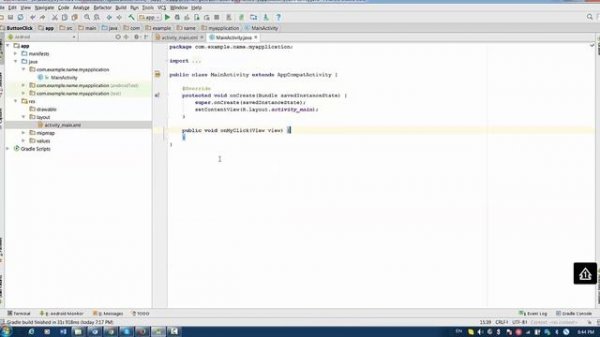 Oбработкa нажатия кнопки в Android мобильном приложении (Android Studio)