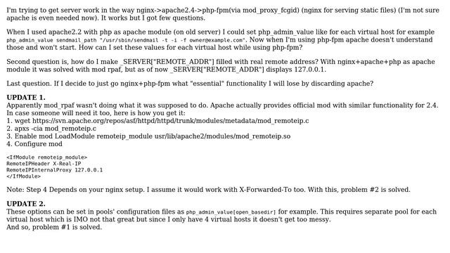 DevOps & SysAdmins: nginx+apache2.4+php-fpm - SERVER["REMOTE_ADDR"] and php_admin_value смотреть онлайн