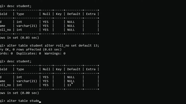 how to set/drop/modify default value in MySQL смотреть онлайн