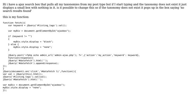Wordpress: Ajax search box displays nothing if taxonomy doesn't exist смотреть онлайн