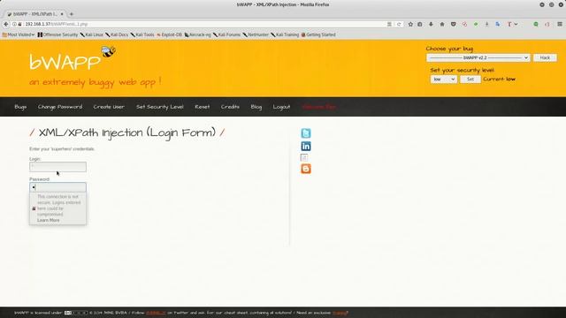 bWAPP XML/XPath Injection (Login Form) смотреть онлайн