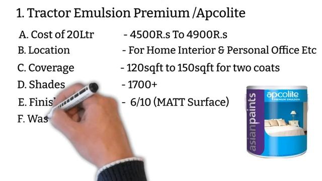 Difference between asian tractor emulsion premium, royale, apcolite, Washable Paint, Plastic Paint. смотреть онлайн