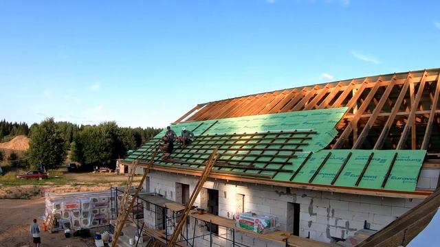 Все этапы строительства крыши из Цементно Песчаной черепицы 600 кв.м. смотреть онлайн