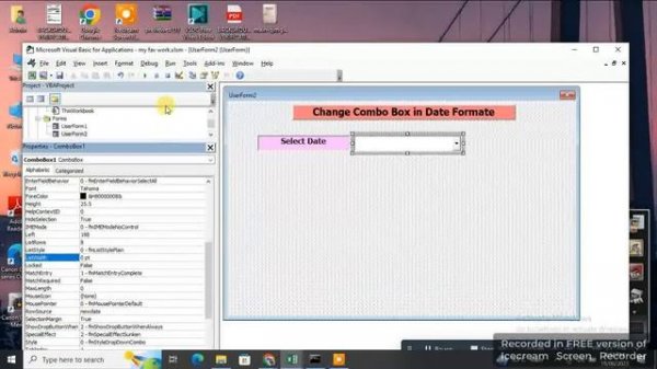 Excel VBA USERFORMS Format Dates in Combobox | Change Combobox in Date Formate