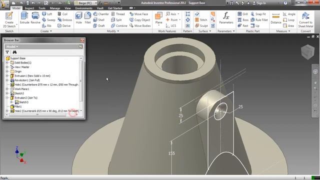 Support Base (Video Tutorial) Autodesk Inventor смотреть онлайн