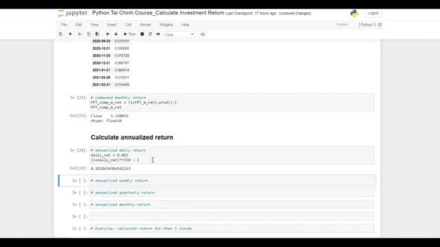 [Investment Analysis Using Python] - Lecture 2. Calculate Annualized Stock Returns Using Python смотреть онлайн